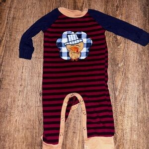 Striped Baby Romper with Turkey Appliqué